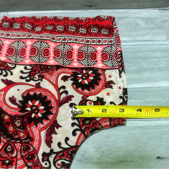 Michael Kors Coral and Cream Paisley Off-Shoulder Fringe Top M - Picture 8 of 10